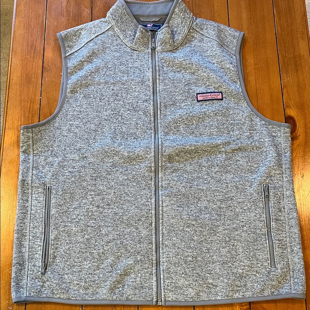 Vineyard Vines Heather Grey Mountain Sweater Fleece Vest Men’s XL EUC